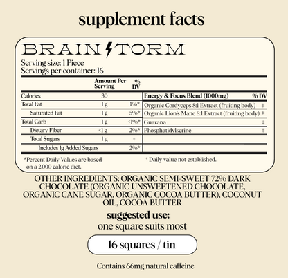 Brainstorm — Mushroom Chocolate Supplement For Focus